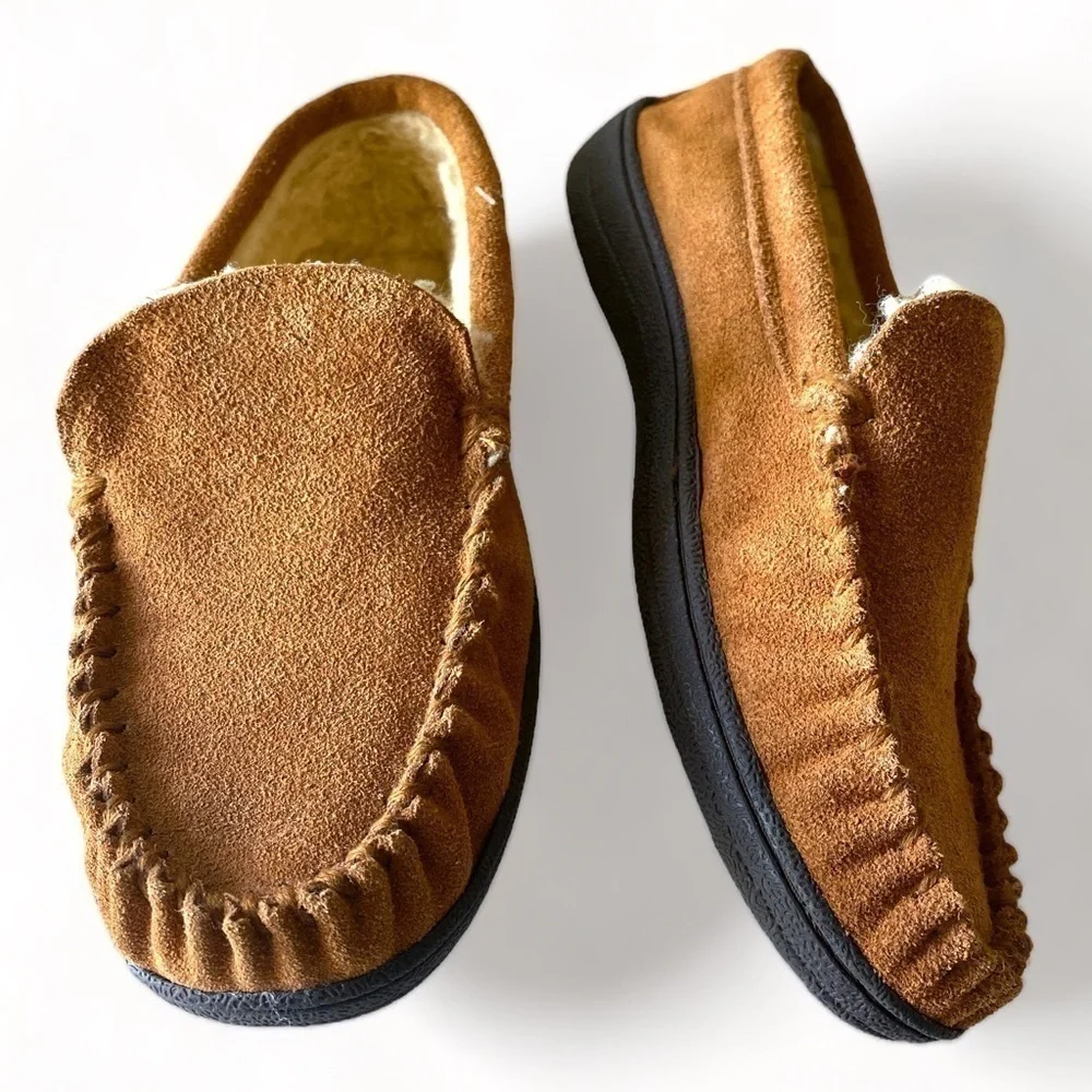 Alpine Swiss Genuine Suede Shearling Lined Moccasins Size 7 Cabincore NW…